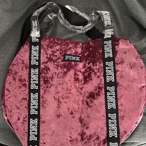 PINK Victoria's Secret Crushed Velvet Tote in Berry
